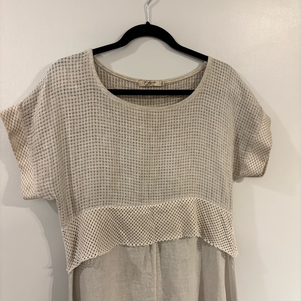 7 Agosto Linen dress flowy lagenlook whimsical made in Italy - Picture 4 of 16